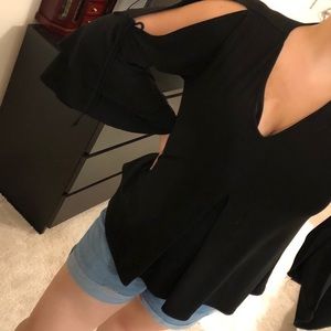Black Cold Shoulder Top